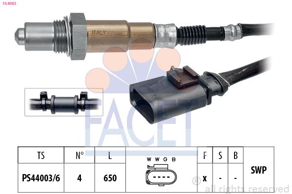 FACET 108083 | Oksijen Sensörü Volkswagen Golf V Jetta III 14 TSI Skoda Fabia 10